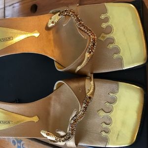 Giuseppe Zanotti gold snake heels